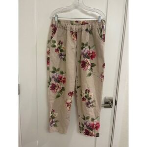 Kaktus Linen Floral Italian Pants Euro Chic Cottagecore Summer Gardening